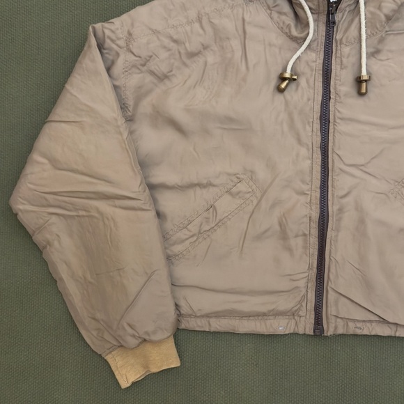 Vintage 90s Silk Bomber Jacket Cropped with Hood - Picture 3 of 15